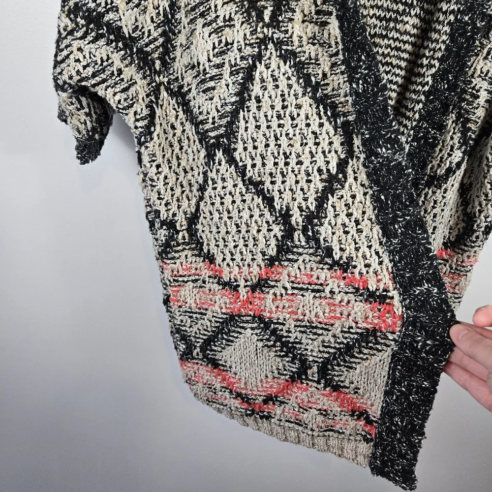 Bluetique Southwestern Abstract Chunky Knit Open Front Cardigan Sweater Size XL